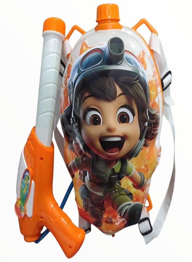 CROWNNIMREET Cartoon Holi Water Pichkari Toy for Kids Holi Back Holding Tank Pichkari for Kids Multicolor (Doll Water Tank) - Image 1